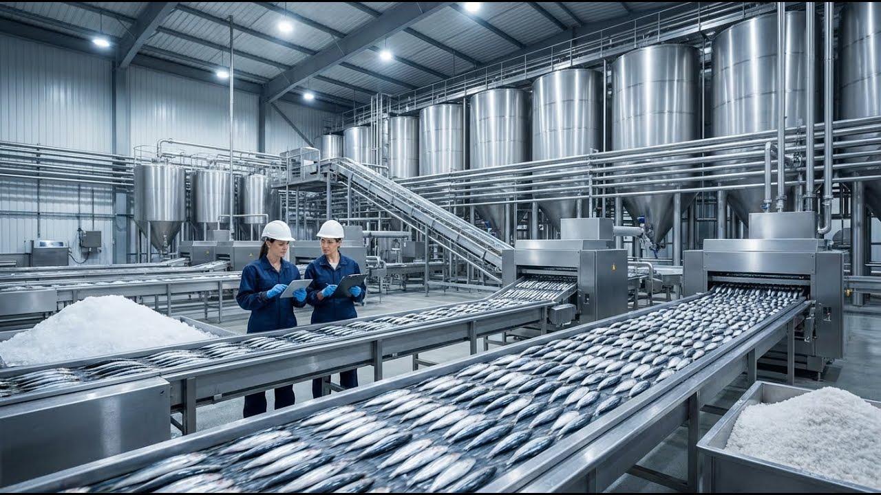 IInside a Sardine Canning Factory: Billions of Fish Caught and Sealed