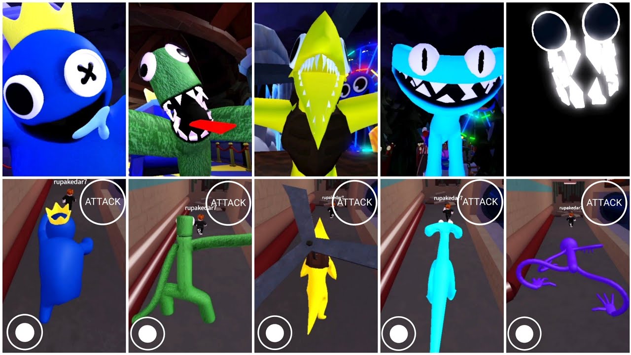 Rainbow Friends 2 Vs Rainbow Friends Roleplay All Jumpscares #roblox ...