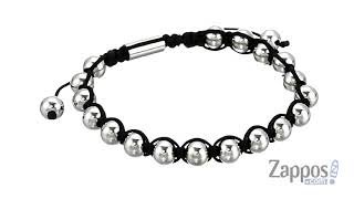 Steve Madden Polished Ball Design with Adjustable Cord Bracelet in Stainless Steel SKU: 9189282