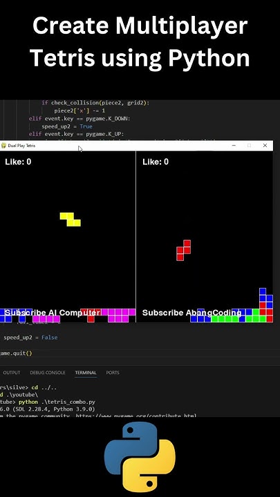 Create Multiplayer Tetris using Python #coding #tetris #shorts # ...