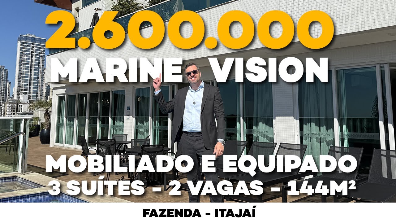 Apartamento Pronto no Marine Vision | 3 Suítes, Mobiliado e Vista Livre na Fazenda – Itajaí