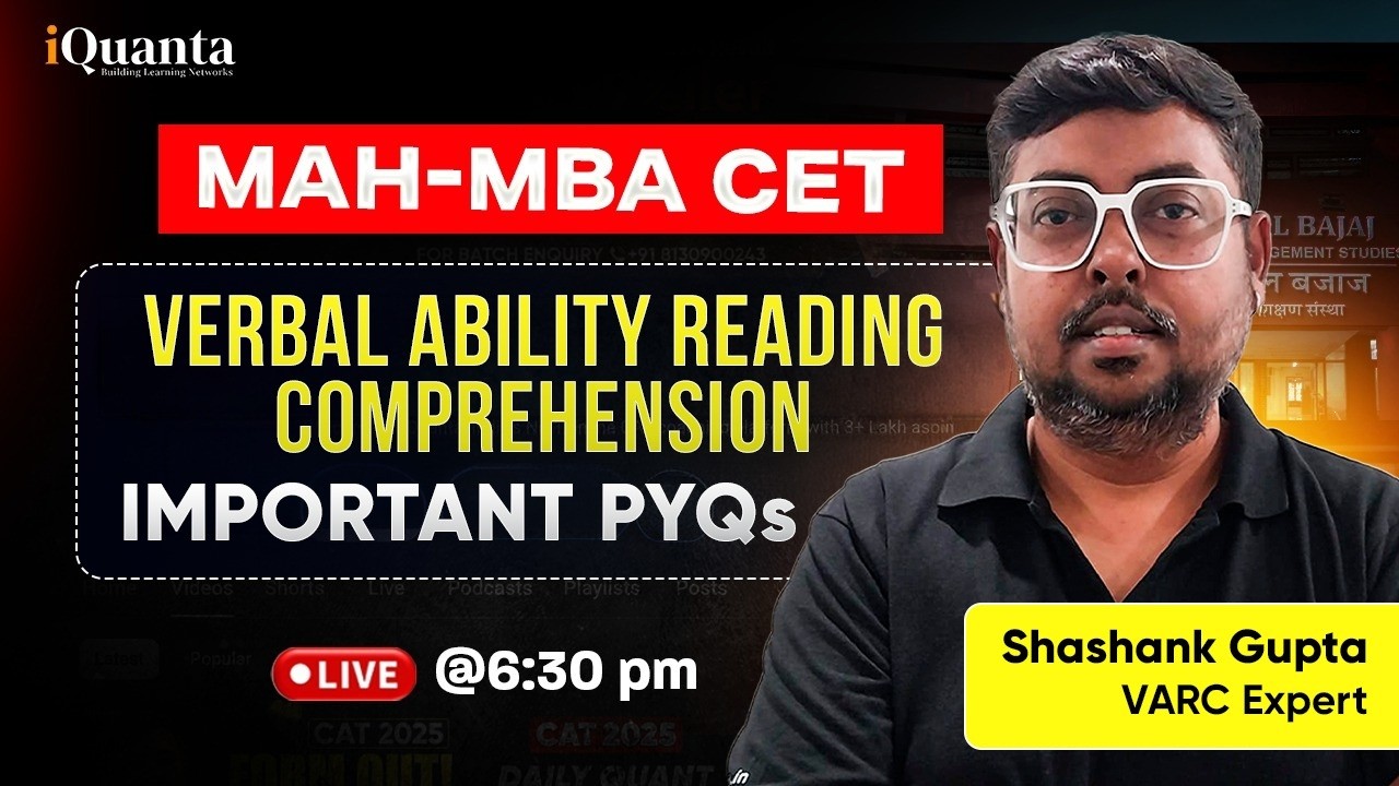 MAH-MBA CET | VARC Important PYQ's | Shashank Sir | iQuanta