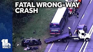 Man dead after wrong-way crash with bus on Route 32