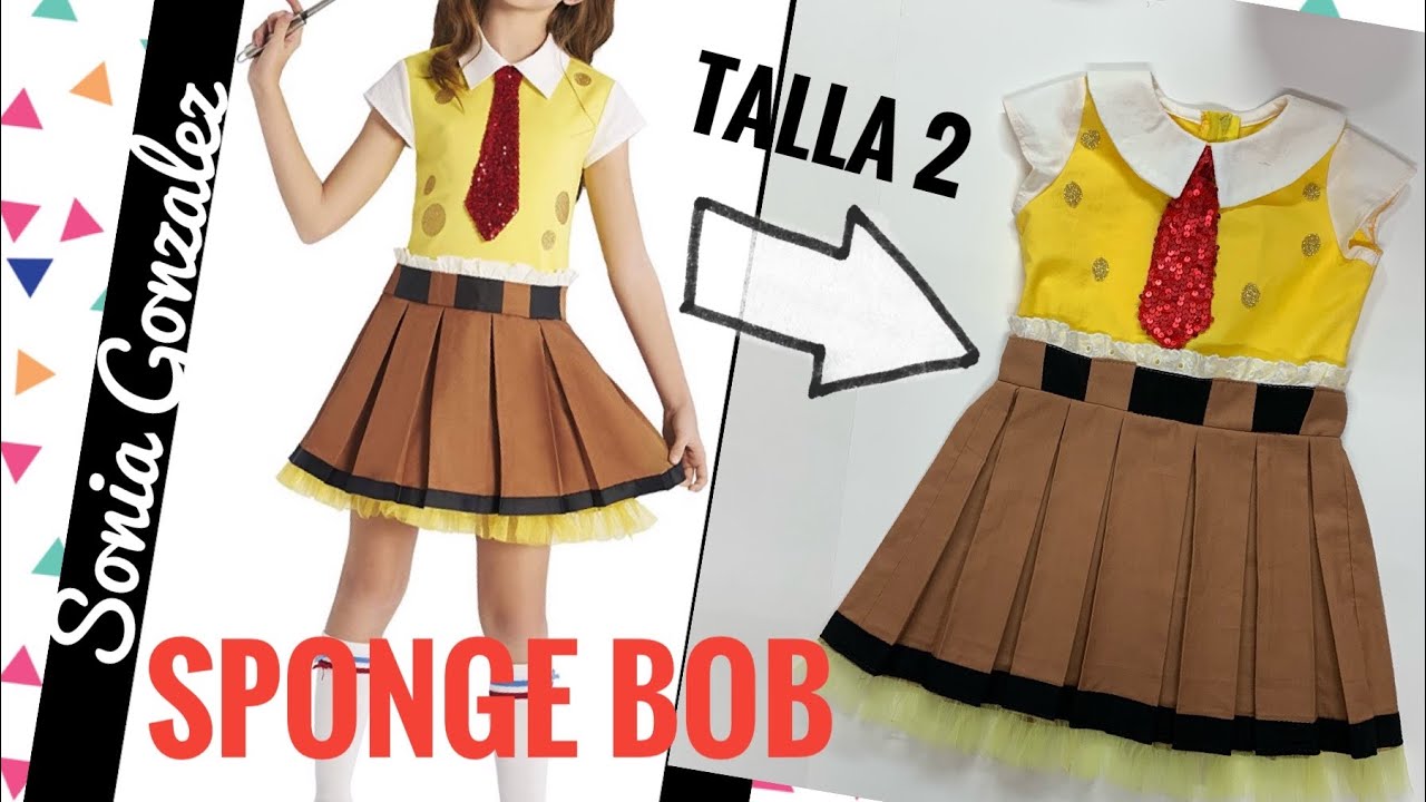 #117 Como hacer un disfraz de Bob Esponja (nina)talla2 Sponge Bob girl