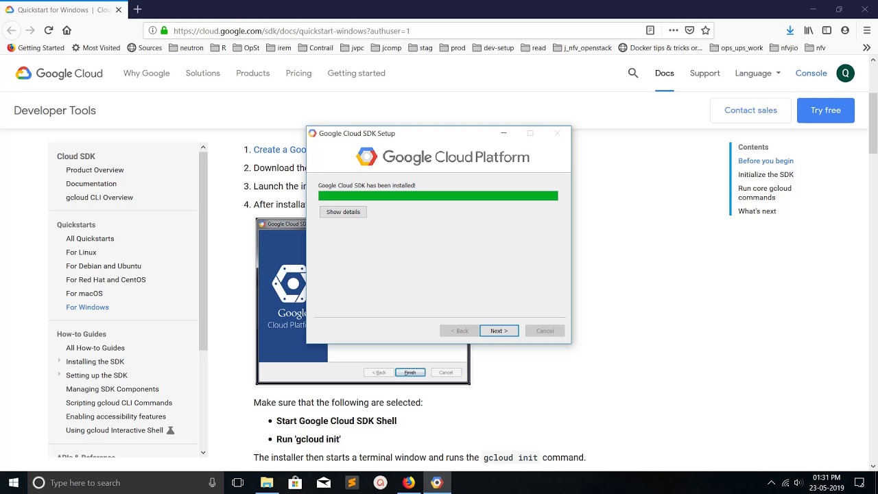 How do I install Google Cloud on Windows?