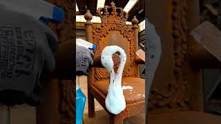 Rust Throne Restore #RustRemoval #RoyalChair #MetalCleaning #ASMRCleaning #SatisfyingClean