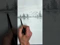 How to draw mountains forest and lake #art #drawing