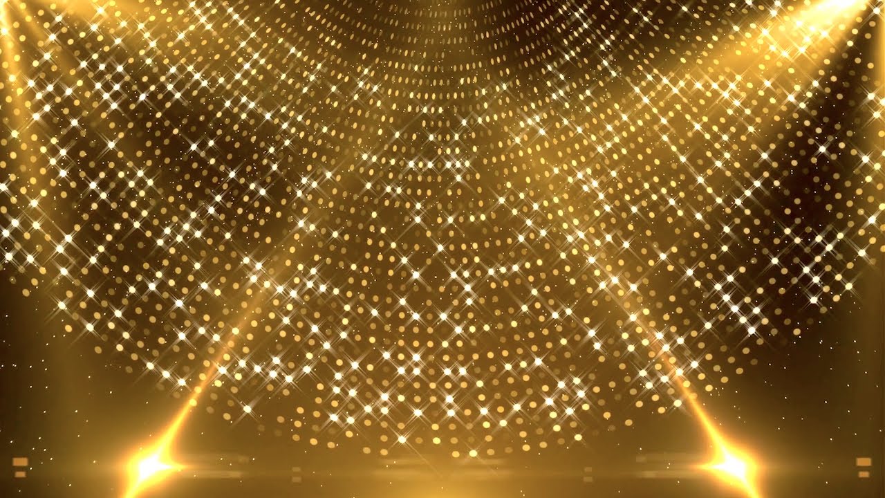 4K Golden Revolving Stage With Sliding Spotlights Loop Background After
