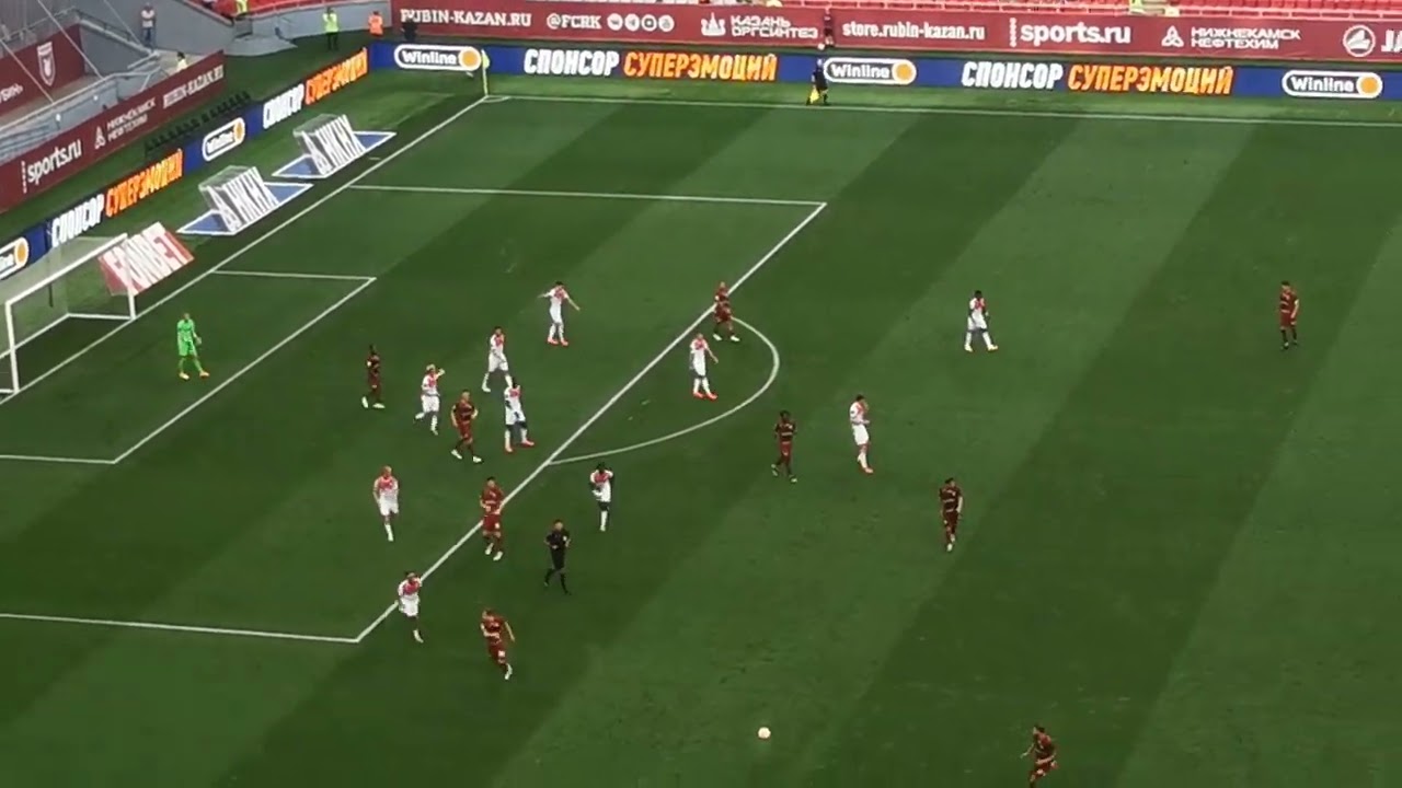 Кабутов заряжает в стенку, Апшацев - мимо Максименко и ворот. Рубин - Спартак 1:1. РПЛ