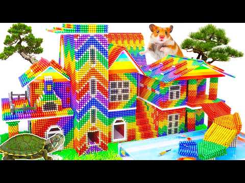 Build Huge Shipping Container Truck House Has Waterslide for Turtle And Hamster Form Magnetic Balls