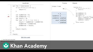 Bottom-up Fibonacci: Visualization of JS code execution