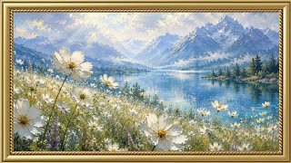 Celestial White Meadow 4K | Elegant Mountain Lake Art For Your TV | Frame TV Art Screensaver screenshot 3