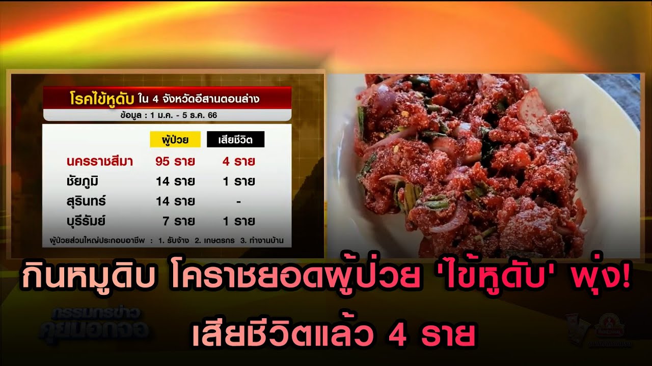 กินหมูดิบ โคราชยอดผู้ป่วย 'ไข้หูดับ' พุ่ง! เสียชีวิตแล้ว 4 ราย