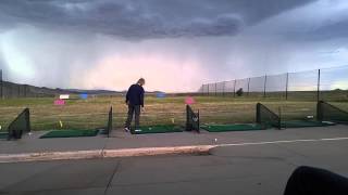 Pretending to golf during lightning storm