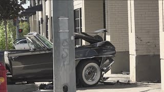 Boise Police search for driver after downtown crash into building