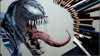 ヴェノムを描いてみた 色鉛筆画 Realistic Colored Pencil Drawing Of Venom Youtube