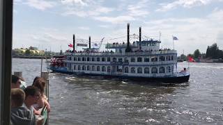 Replica paddle-steamer Louisana Star berths in Hamburg