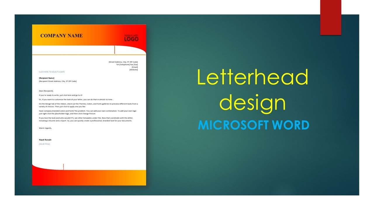 Letterhead Design Tutorial in Microsoft Word"
