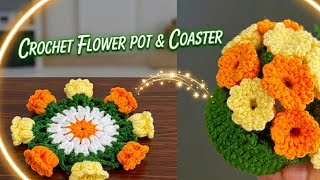 How to make beautiful crochet flower pot coaster / beautiful crochet flower pot coaster 