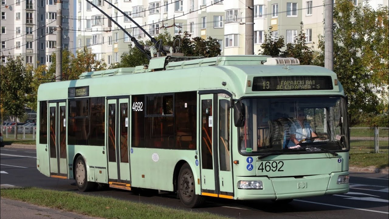 (ночная поездка) поездка на троллейбусе бкм 321 борт№4692 марш.13