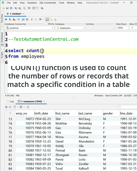 How do you find the number of rows in a table? COUNT() Function | SQL ...