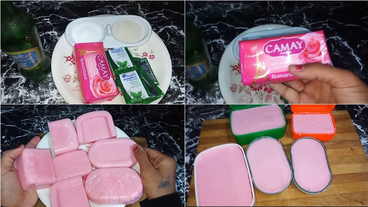 طريقة عمل صابون الوش 😉ابو ريحه للبشرة بدون مواد كيماوية نهائيا بمكونات في بيتك👍