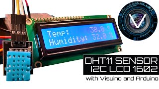 Arduino Project for Beginners with Code-Temperature and Humidity on I2C LCD-Visuino