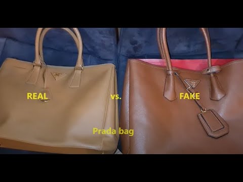Prada hand bag real vs fake review. How to spot counterfeit Prada Saffiano  bags and purses - YouTube