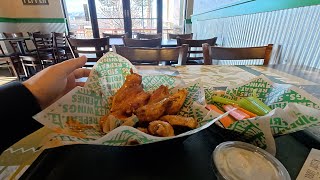 POV - WING STOP LEMON PEPPER MANGO HABANERO WINGS AND VEGGIE STICKS