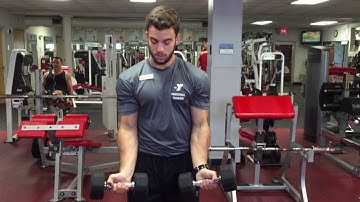 Y bicep curl into shoulder press