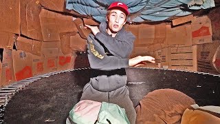24HR TRAMPOLINE BOX FORT CHALLENGE!