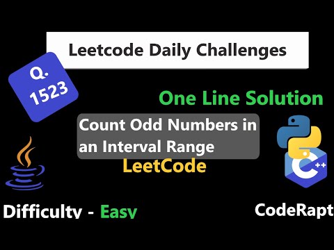 Count Odd Numbers in an Interval Range || Q. 1523 || 1 Line Solution || LeetCode Daily Challenge