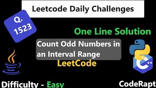 Count Odd Numbers in an Interval Range || Q. 1523 || 1 Line Solution || LeetCode Daily Challenge