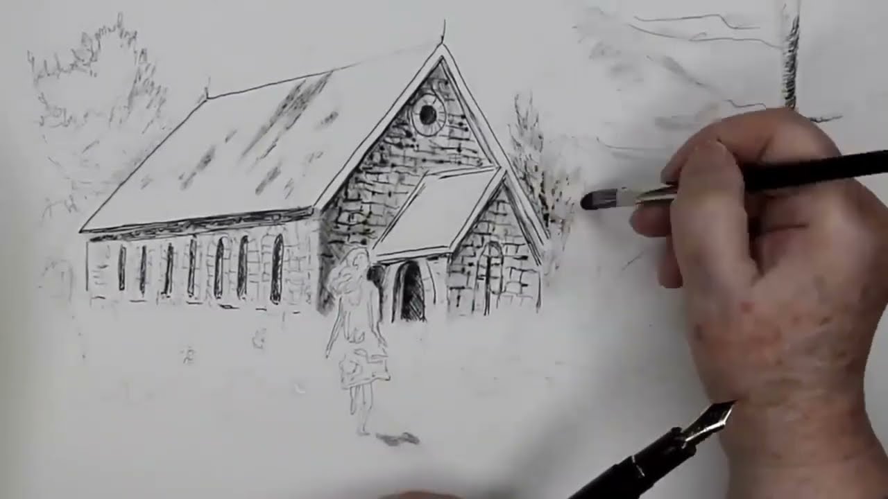 Ink Line & Wash - Mixed Media Painting Tutorial - Wren Cottage Art Journal Daylesford