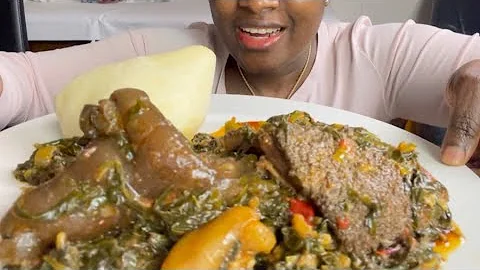 ASMR VEGETABLE SOUP WITH FUFU |MUKBANG BANG |EATING SHOW | NO TALKING |#asmr #mukbang #africanfood