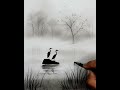 Pencil Drawing Scenery Step by Step | Misty and Fogy Village Landscape Scenery for Beginners