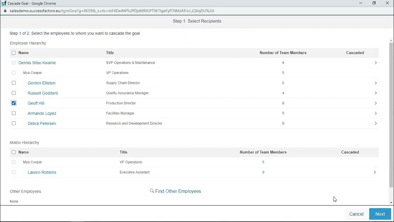 SuccessFactors Performance - How to cascade goals to direct reports ...