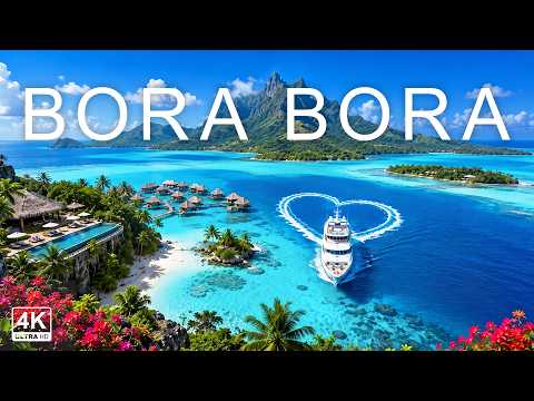 Bora Bora 🇵🇫 4K Drone Footage | Overwater Bungalows, Crystal Clear Lagoon & Tropical Scenery