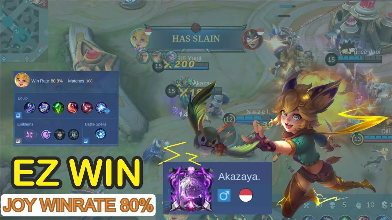 EZ WIN ! JOY EXP LANE - Top Global Joy by Akazaya. - Mobile Legends