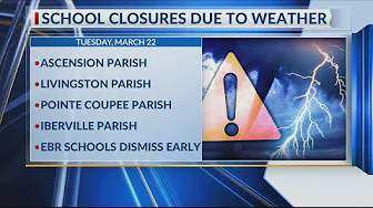 School districts announce closures as inclement weather heads to Louisiana thumbnail