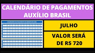 CALENDÁRIO DE PAGAMENTO DO AUXÍLIO BRASIL MÊS JULHO 2022 - VALOR SERÁ MAIOR