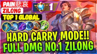 Hard Carry Mode!! Full Damage Build No.1 Zilong [ Top 1 Global Zilong ] Pain悲哀 - Mobile Legends