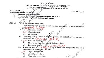 S YBCOM Accounts Answer key| Corporate Accounting Sem IV|SPPU Exam| Correct answers of Objectives|
