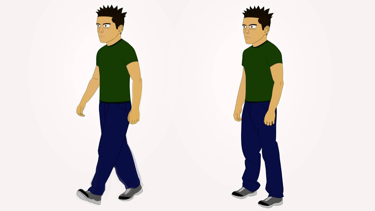 male character 1 three quarters view stand walk cycle avi youtube