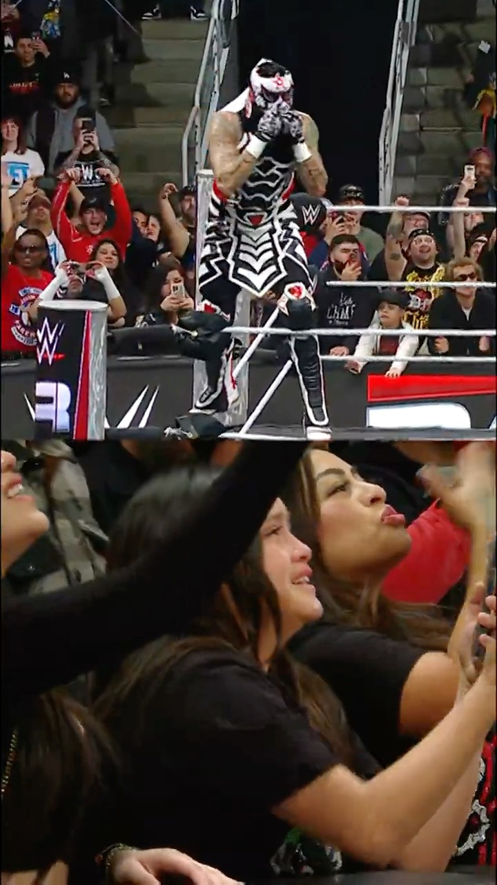 Love this moment between Penta and his family after his big win on #WWERaw last night ??