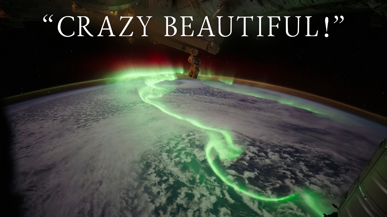 a stunning display of Aurora Australis as seen from The International Space Station.