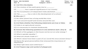 Class 5 EVS - 1 Question paper | First Semester Exam - 2023 | #modelquestionpaper