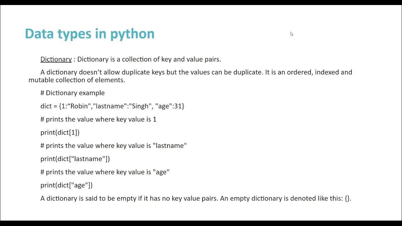 Dictionary Datatype | Python | Lec-22 | Janaki - YouTube