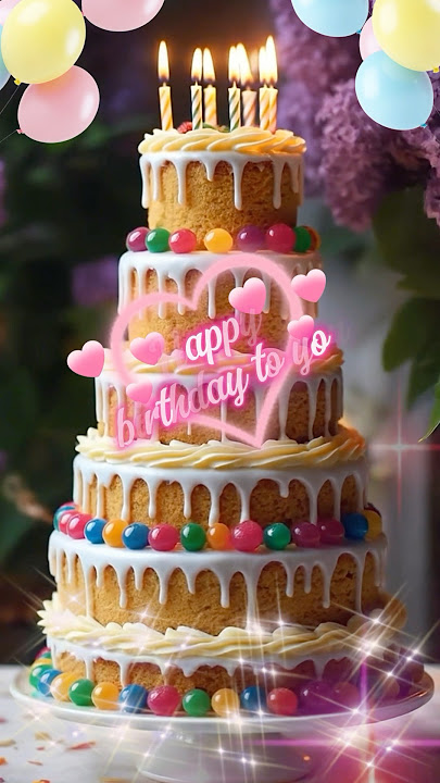 Happy Birthday Rotation Cake 💖 Pink heart birthday #happybirthday #birthdaycake #birthdaysong  #생일