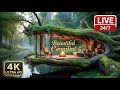 🔥 Cozy Fireplace 4K (LIVE 24/7) | Crackling Fire Sleep Sounds In ❄️ Cozy Winter Snowy Cabin Ambience
